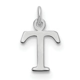 Cutout Letter T Initial Charm Pendant in Real 10k White Gold