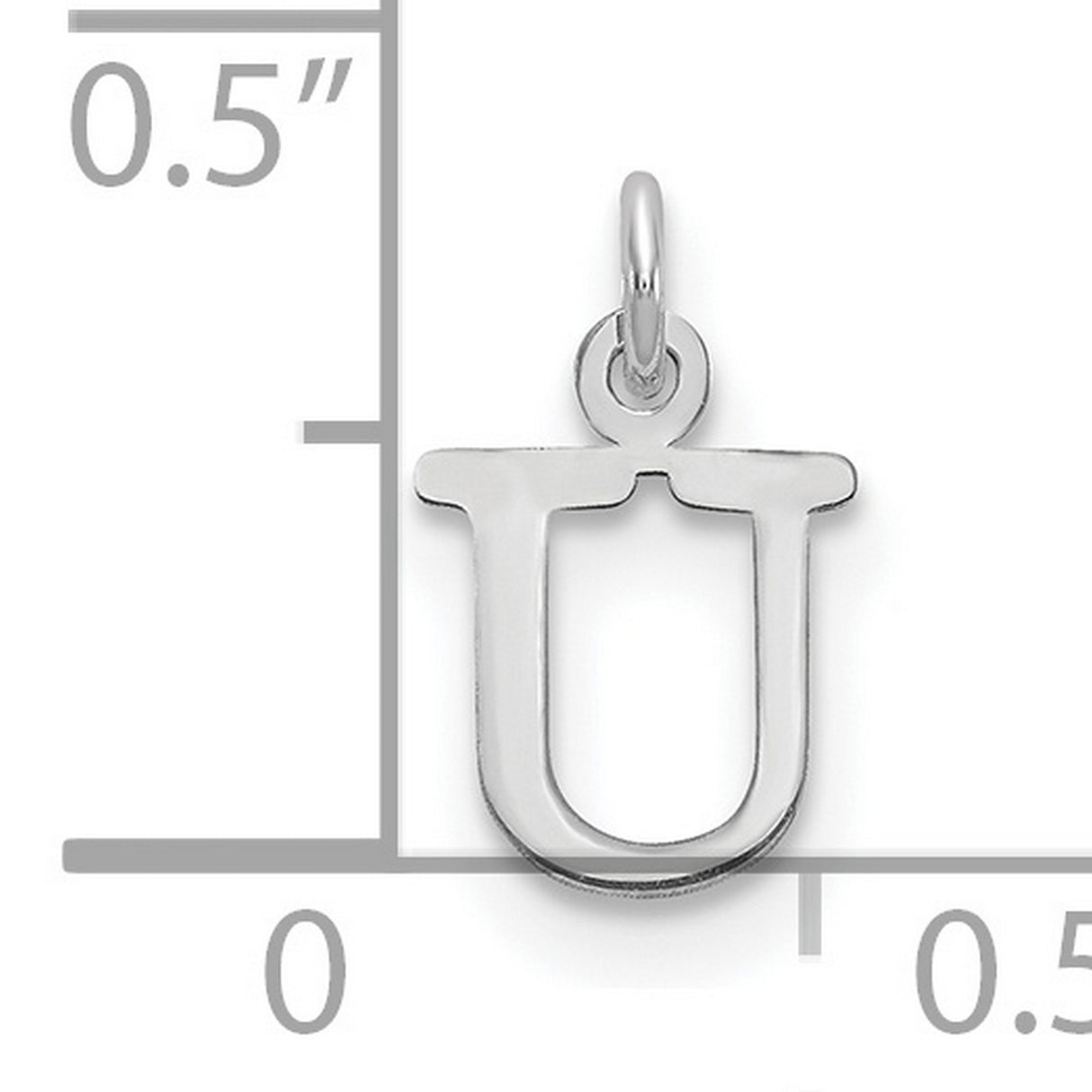 Cutout Letter U Initial Charm Pendant in Real 10k White Gold