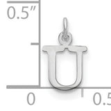 Cutout Letter U Initial Charm Pendant in Real 10k White Gold