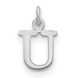 Cutout Letter U Initial Charm Pendant in Real 10k White Gold