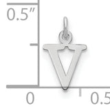 10k White Gold V Initial Pendant, Polished Block Letter, Modern Dainty Monogram Jewelry for Women