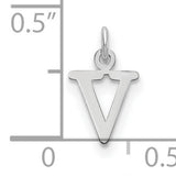 Cutout Letter V Initial Charm Pendant in Real 14k White Gold