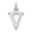 Cutout Letter V Initial Charm Pendant in Real 14k White Gold