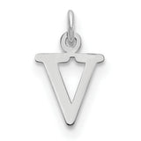 Cutout Letter V Initial Charm Pendant in Real 14k White Gold