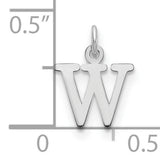 10k White Gold Letter W Pendant, Polished Block Initial Charm, Unisex or Womens Jewelry