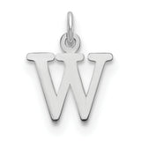Letter W Initial Charm Pendant in Real 925 Sterling Silver