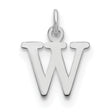 10k White Gold Letter W Pendant, Polished Block Initial Charm, Unisex or Womens Jewelry