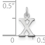 Cutout Letter X Initial Charm Pendant in Real 10k White Gold
