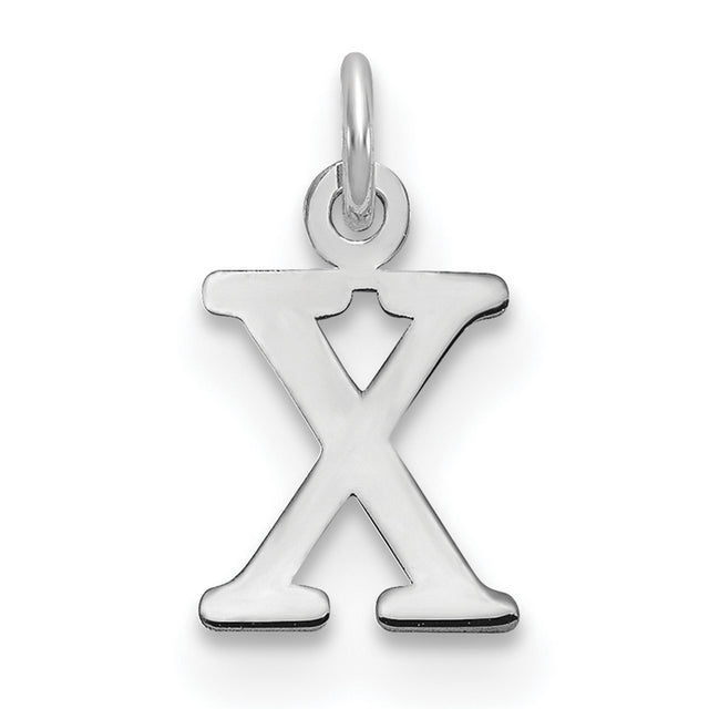Cutout Letter X Initial Charm Pendant in Real 14k White Gold