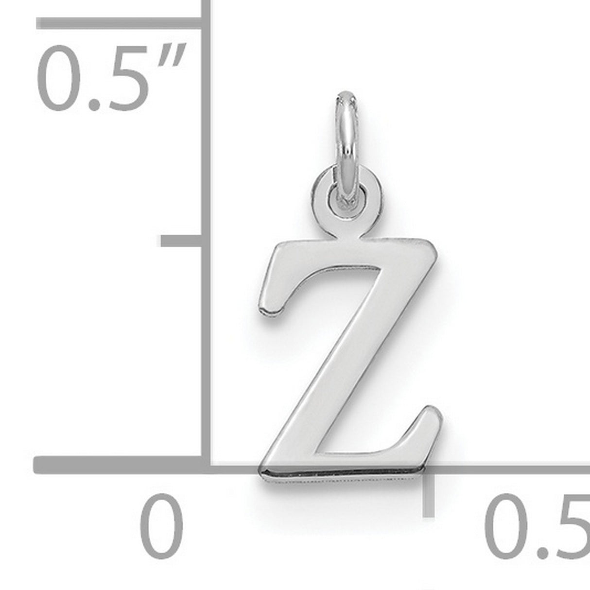 Cutout Letter Z Initial Charm Pendant in Real 14k White Gold