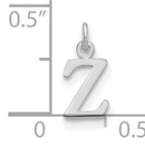Cutout Letter Z Initial Charm Pendant in Real 14k White Gold