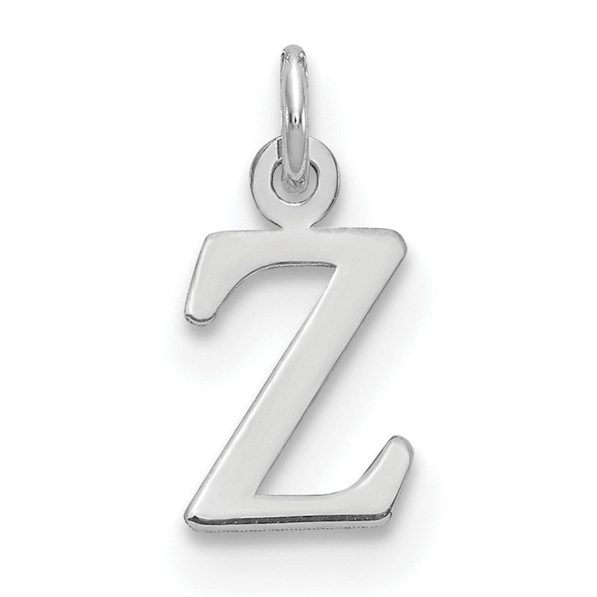 Cutout Letter Z Initial Charm Pendant in Real 14k White Gold