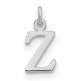 Cutout Letter Z Initial Charm Pendant in Real 14k White Gold