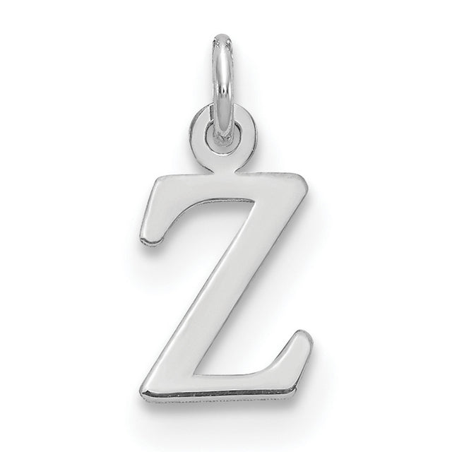Cutout Letter Z Initial Charm Pendant in Real 14k White Gold