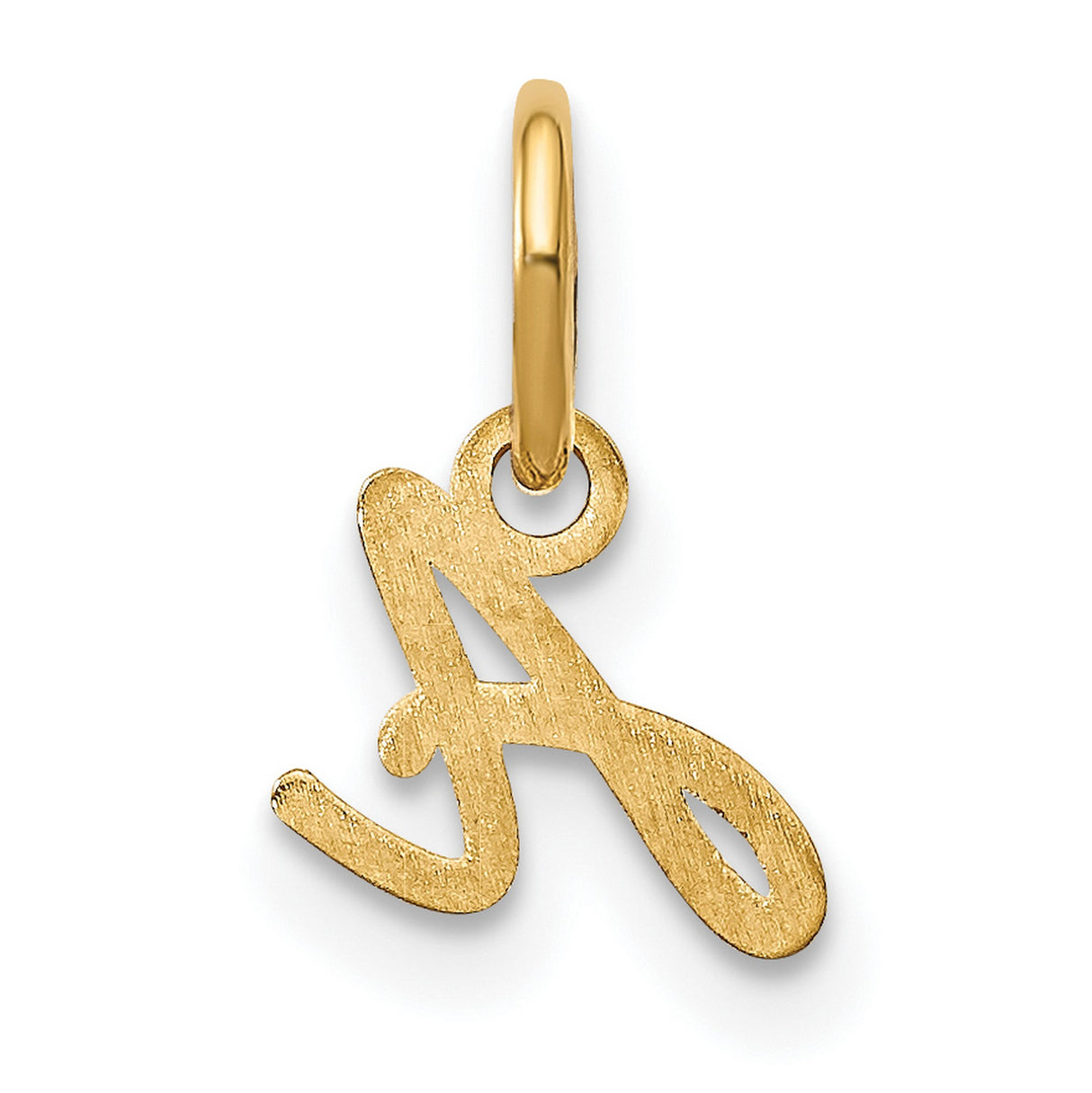 14k Yellow Gold Script Initial Pendant Charm, Polished Cursive Letter A Design