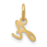 14k Yellow Gold Script Initial Pendant Charm, Polished Cursive Letter A Design