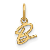 14k Yellow Gold Script Initial B Pendant, Cursive Letter Charm for Women