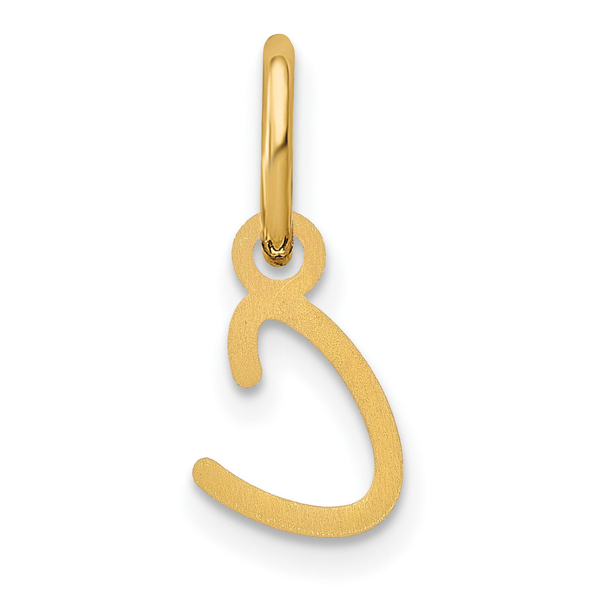 14k Yellow Gold Script Initial C Pendant, Cursive Letter Charm with Polished Finish