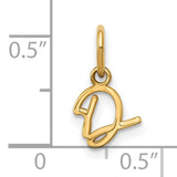 14k Yellow Gold Script Letter D Pendant Charm, Cursive Initial Monogram Jewelry for Women