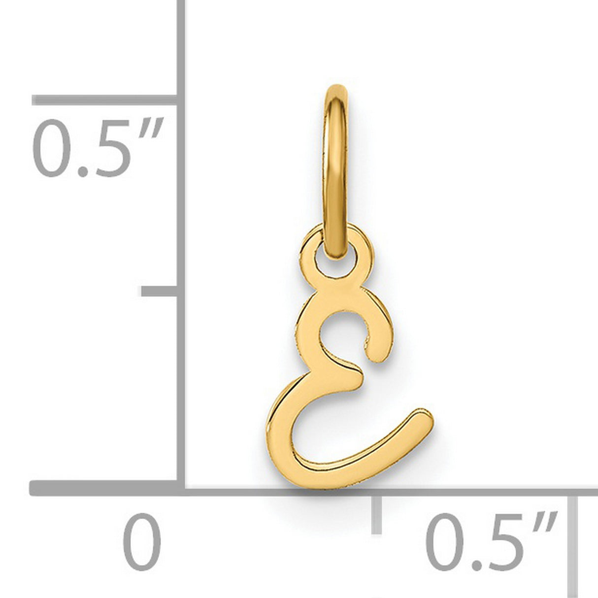 14k Yellow Gold Initial Pendant, Cursive Letter E Charm, Dainty Monogram Jewelry for Women
