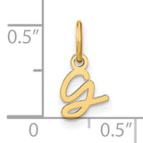 14k Yellow Gold Script Monogram Pendant, Letter G Cursive Initial Charm for Women