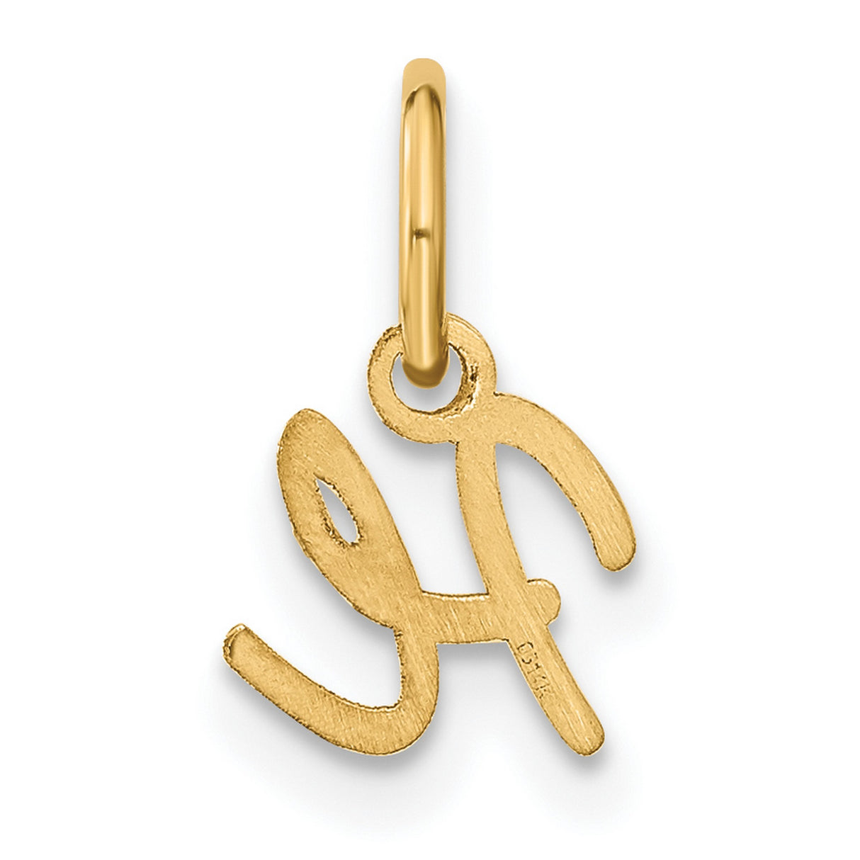 14k Yellow Gold Script Letter H Pendant Charm, Polished Cursive Initial Design for Women