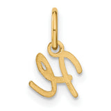 14k Yellow Gold Script Letter H Pendant Charm, Polished Cursive Initial Design for Women