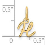 14k Yellow Gold Script Letter H Pendant Charm, Polished Cursive Initial Design for Women