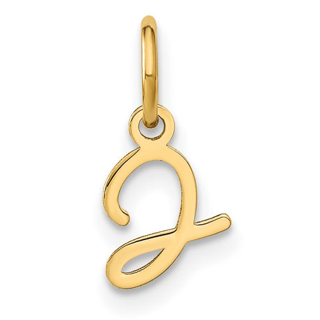 14k Yellow Gold Script Initial J Pendant Charm, Cursive Letter Monogram Jewelry for Women