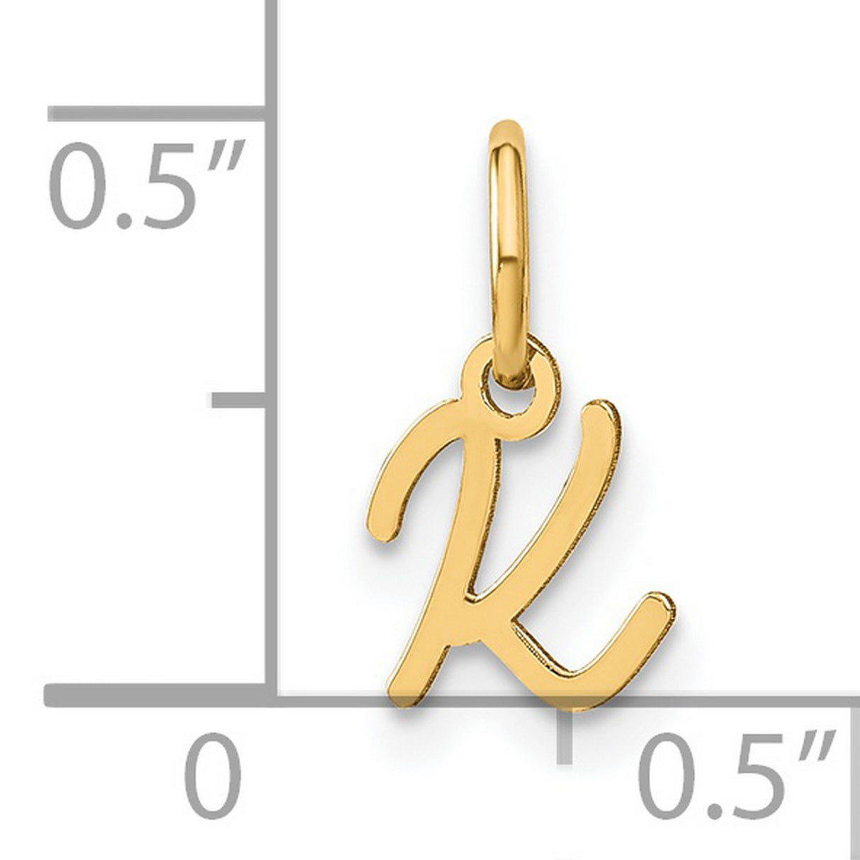 14k Yellow Gold Initial K Pendant, Script Letter Charm, Dainty Monogram Jewelry for Women