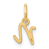 14k Yellow Gold Initial Letter N Pendant, Script Alphabet Charm for Women