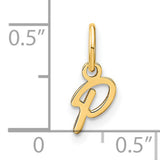 14k Yellow Gold Script Letter P Pendant, Dainty Initial Charm for Necklace or Bracelet