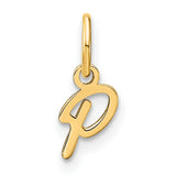14k Yellow Gold Script Letter P Pendant, Dainty Initial Charm for Necklace or Bracelet