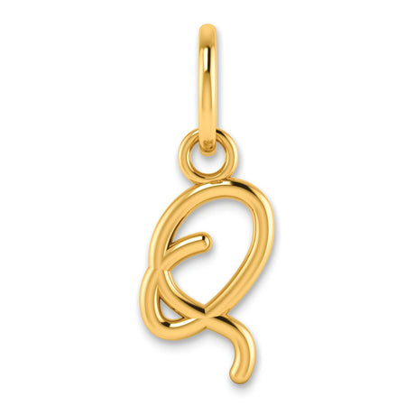 Upper case Letter Q Initial Charm Pendant in Real 14k Yellow Gold