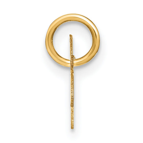 14k Yellow Gold Script Initial Pendant Charm with Letter W, Cursive Monogram Design