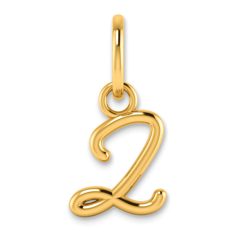 Upper case Letter Z Initial Charm Pendant in Real 14k Yellow Gold