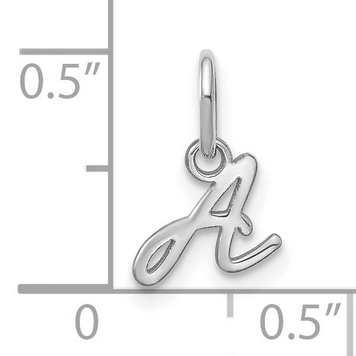 Upper case Letter A Initial Charm Pendant in Real 14k White Gold