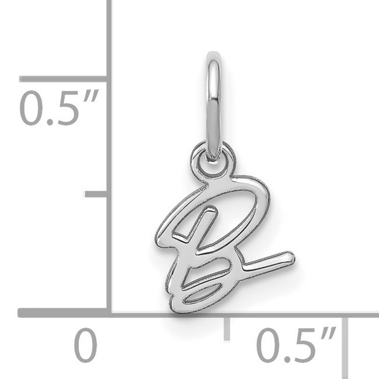 Upper case Letter B Initial Charm Pendant in Real 14k White Gold