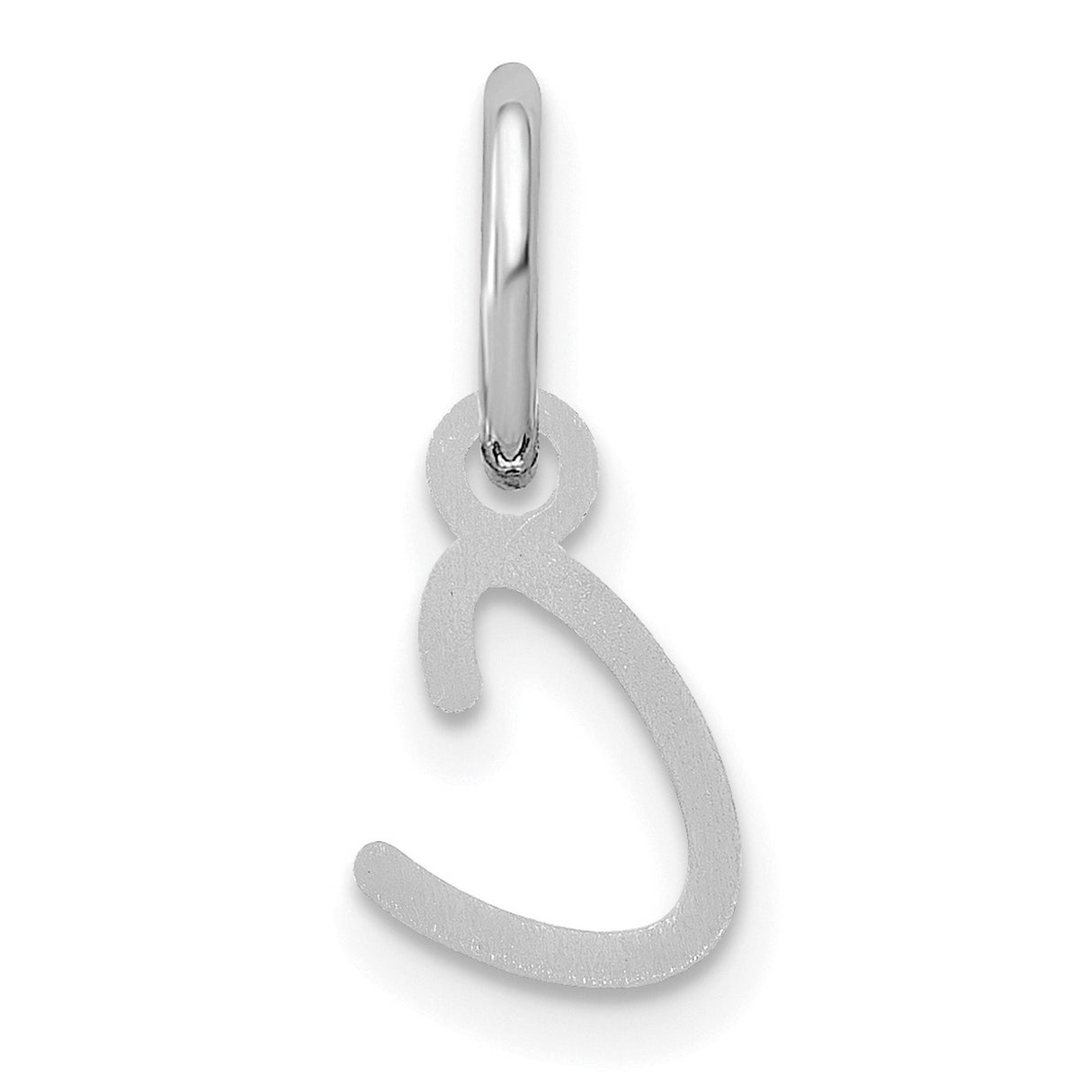 Upper case Letter C Initial Charm Pendant in Real 14k White Gold