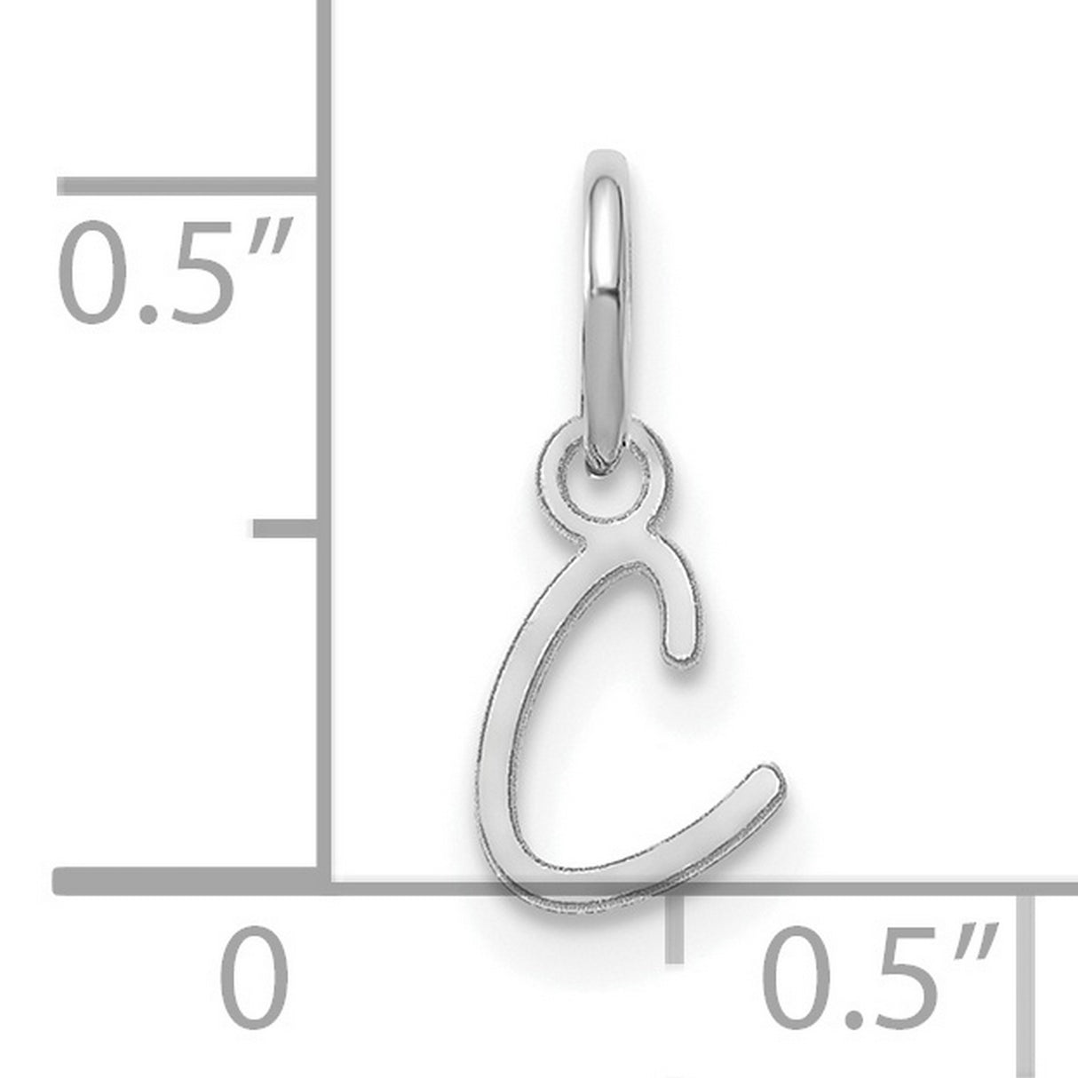 Upper case Letter C Initial Charm Pendant in Real 14k White Gold