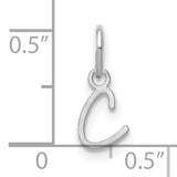 Upper case Letter C Initial Charm Pendant in Real 14k White Gold