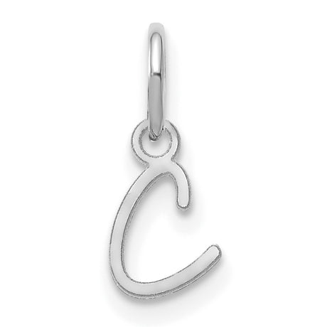 Upper case Letter C Initial Charm Pendant in Real 14k White Gold