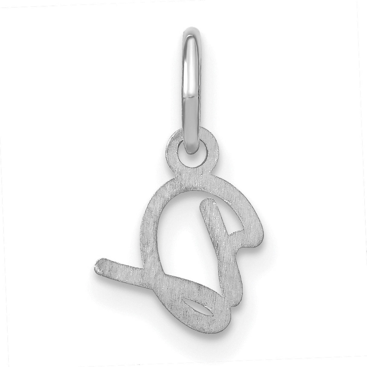 Upper case Letter D Initial Charm Pendant in Real 14k White Gold
