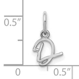 Upper case Letter D Initial Charm Pendant in Real 14k White Gold
