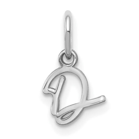 Upper case Letter D Initial Charm Pendant in Real 14k White Gold