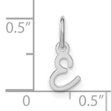 14k White Gold Script E Pendant, Lowercase Letter Charm with Cursive Design for Women