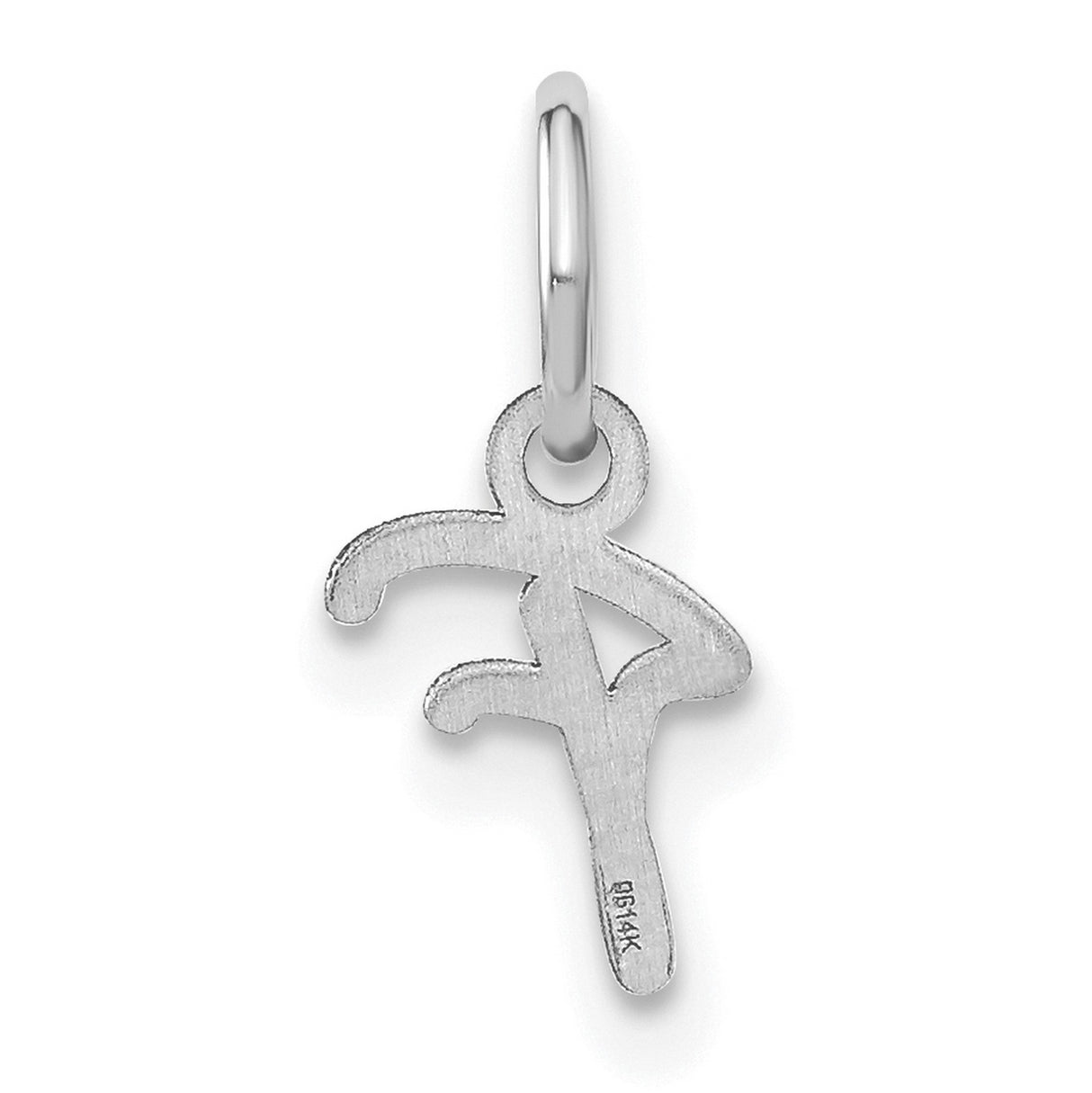 Upper case Letter F Initial Charm Pendant in Real 14k White Gold