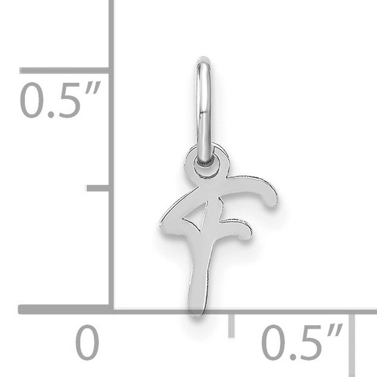 Upper case Letter F Initial Charm Pendant in Real 14k White Gold