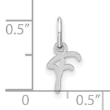 Upper case Letter F Initial Charm Pendant in Real 14k White Gold