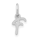 Upper case Letter F Initial Charm Pendant in Real 14k White Gold